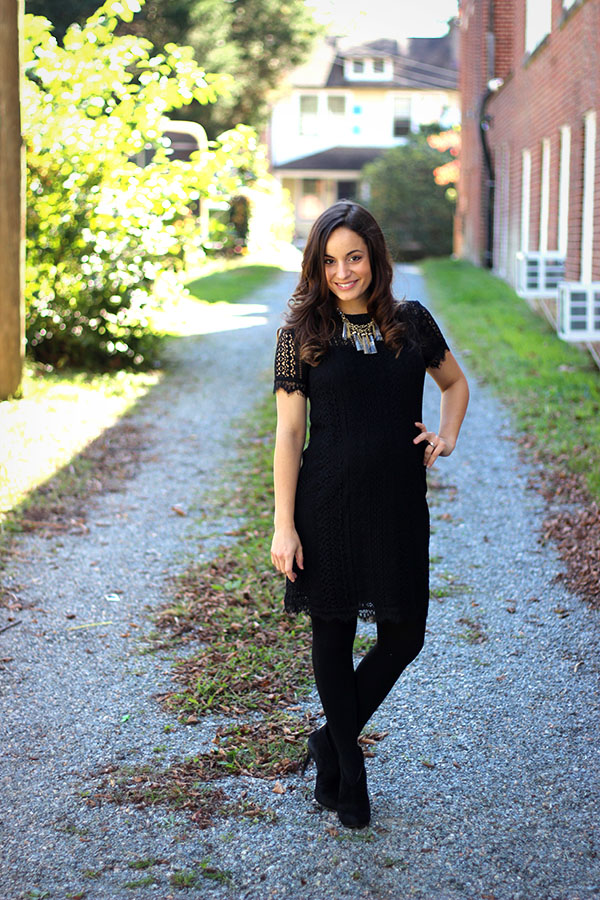 black lace dress with booties