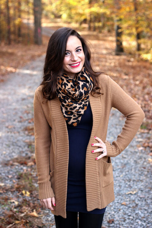 Cold weather baby bump fashion featuring sam edelman penny boots, h&m dress and sweater