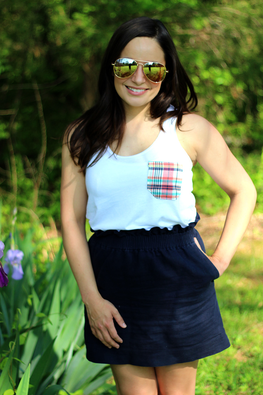 summer plaid bow back racerback  tank