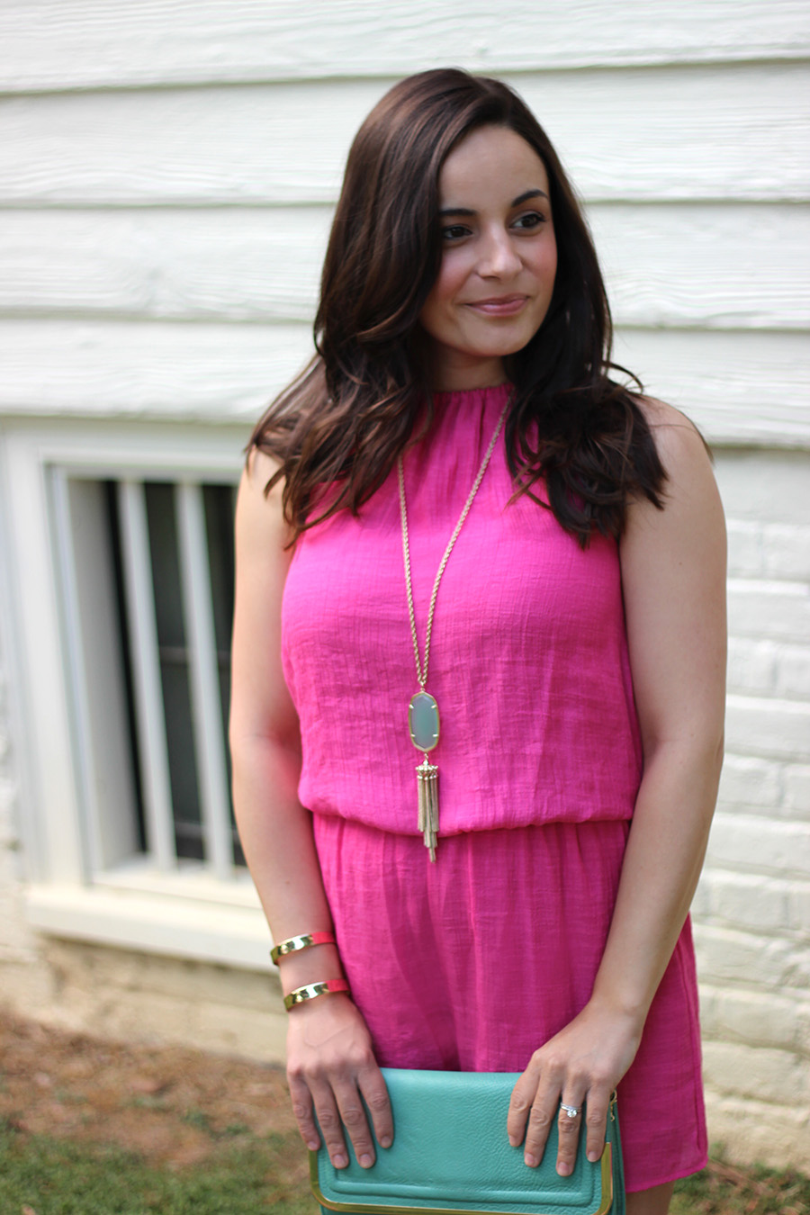 hot pink romper | pumps and push-ups