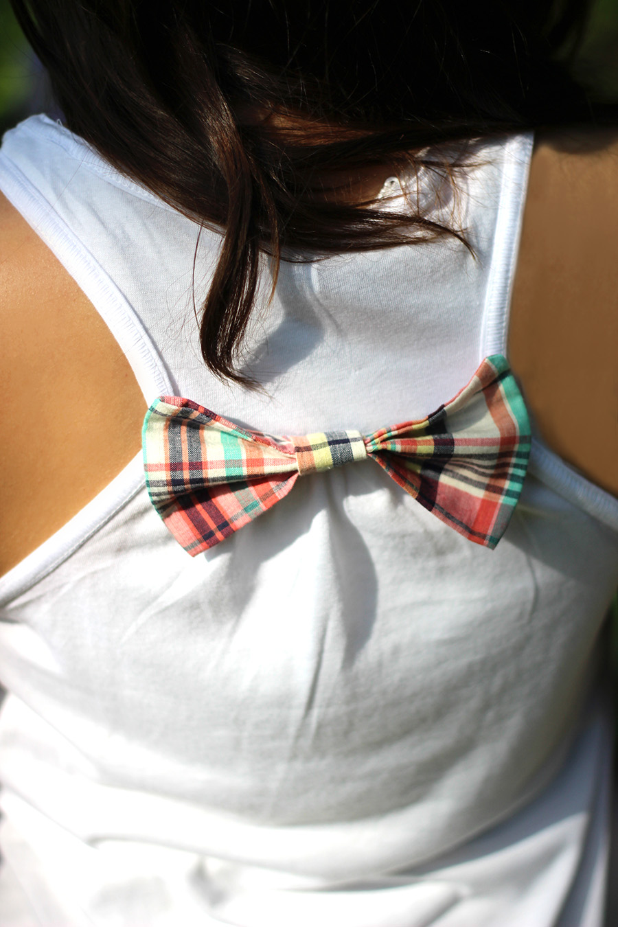 summer plaid bow back racerback  tank