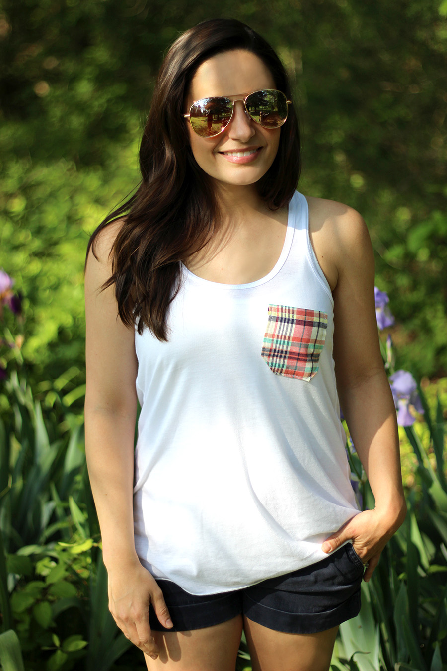 summer plaid bow back racerback  tank