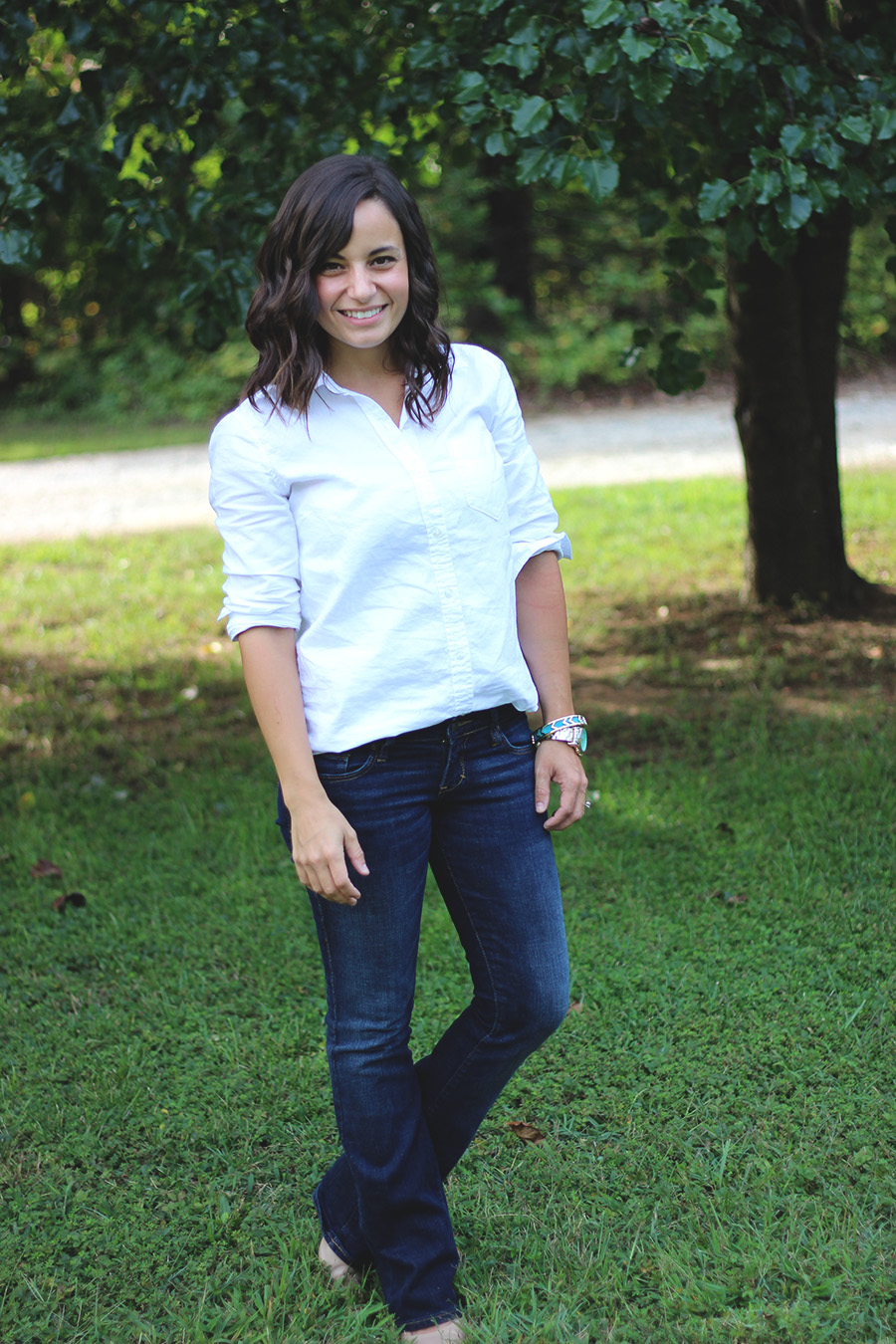 Flare Jeans Fall Outfit | Pumps and Push-Ups | Old Navy | Oxford | Lived In Waves