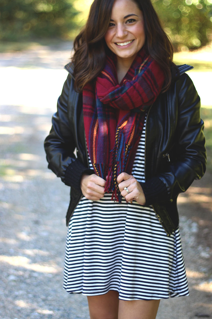 Fall outfit, stripe dress | Pumps and Push-Ups