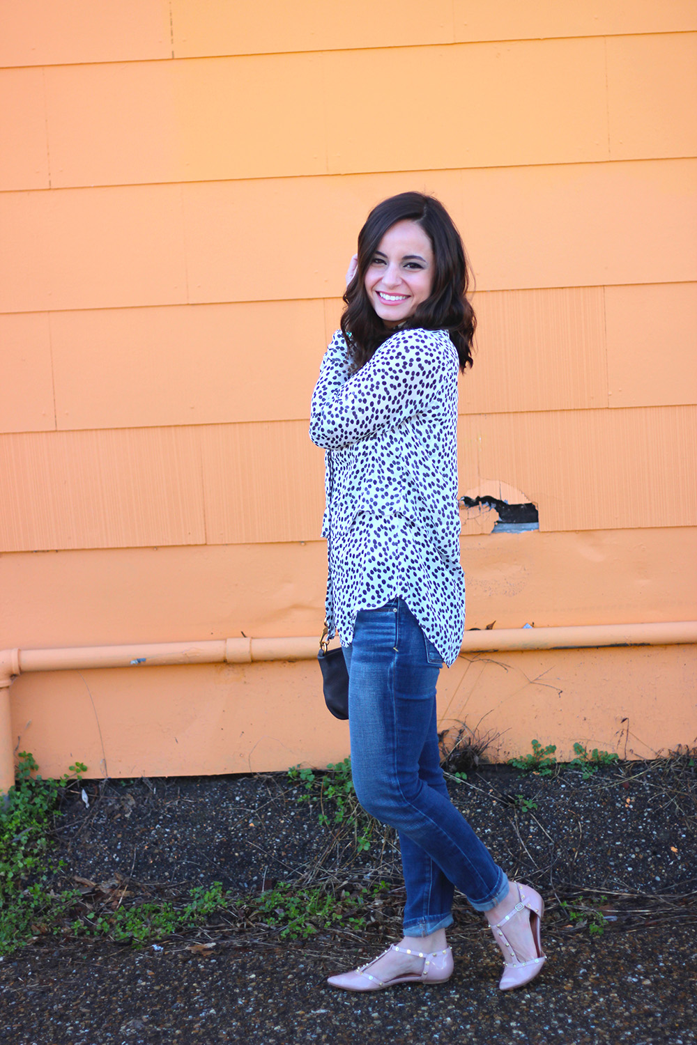 Tips for less worry this year | Spring Transition outfit | dot top | banana republic top | Marc Jacobs Q | Pumps & Push-Ups