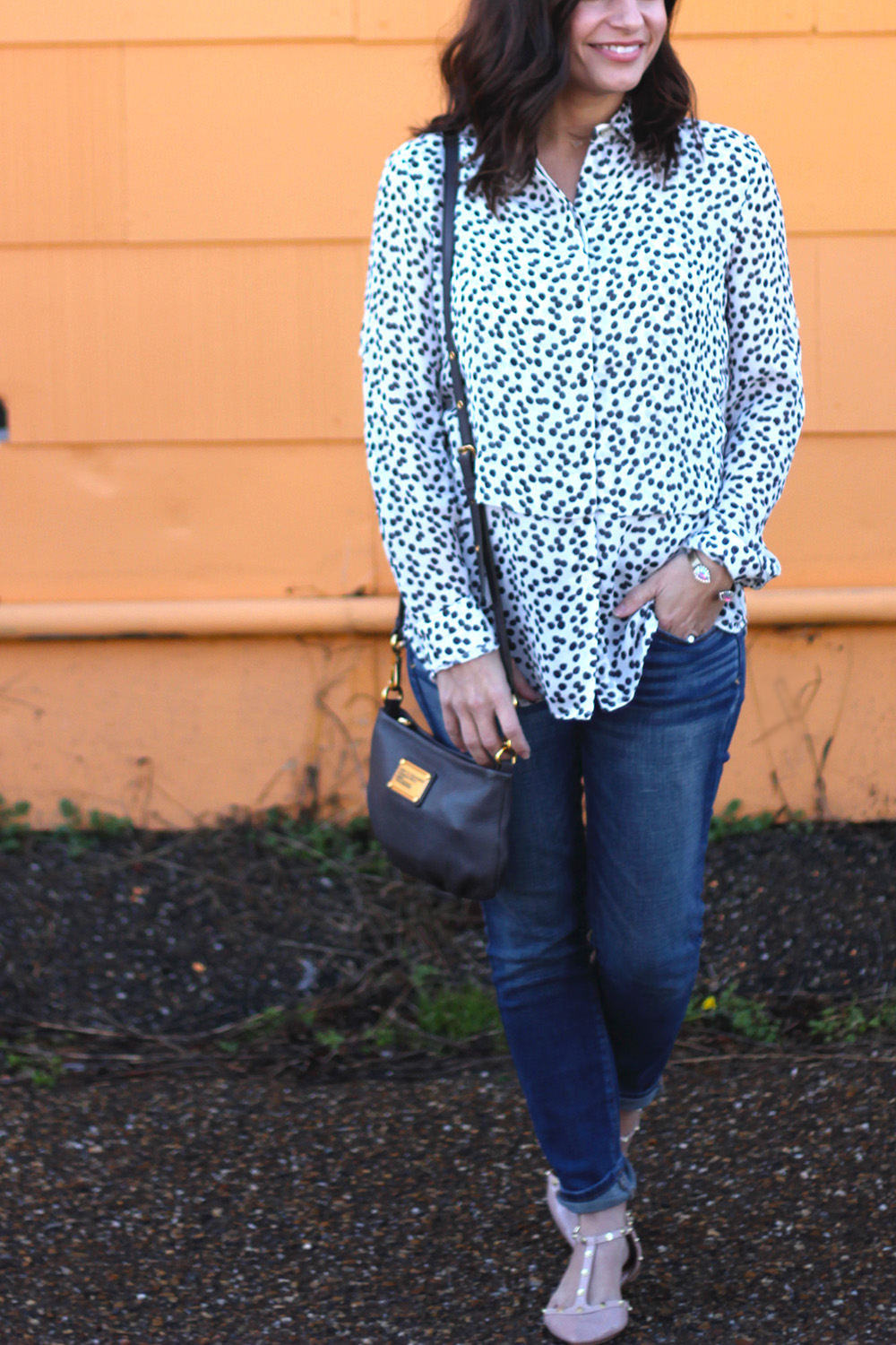  Tips for less worry this year | Spring Transition outfit | dot top | banana republic top | Marc Jacobs Q | Pumps & Push-Ups