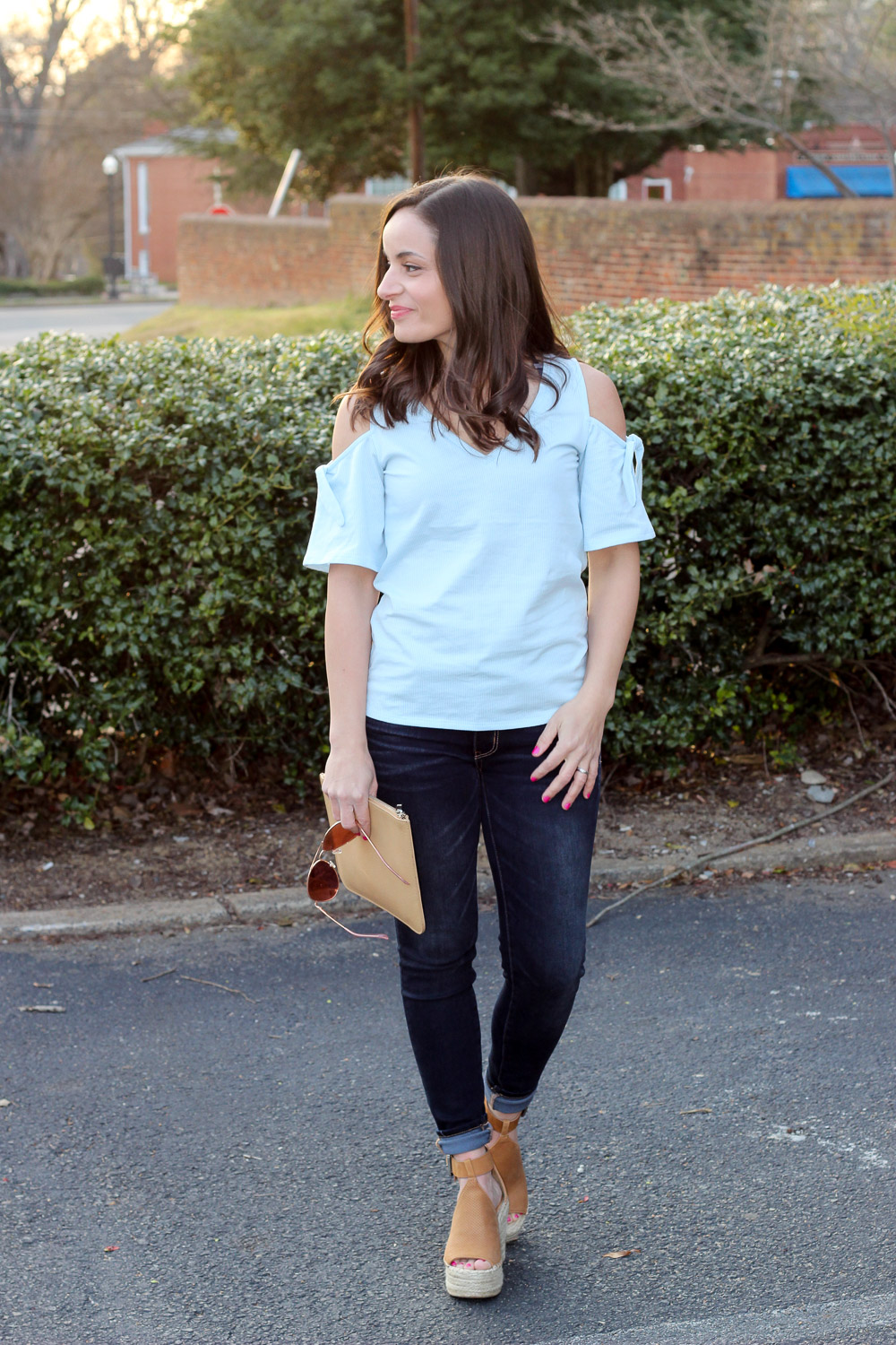 Giving March The Cold Shoulder Top & Oh, Hey Girl! Link-Up - Pumps