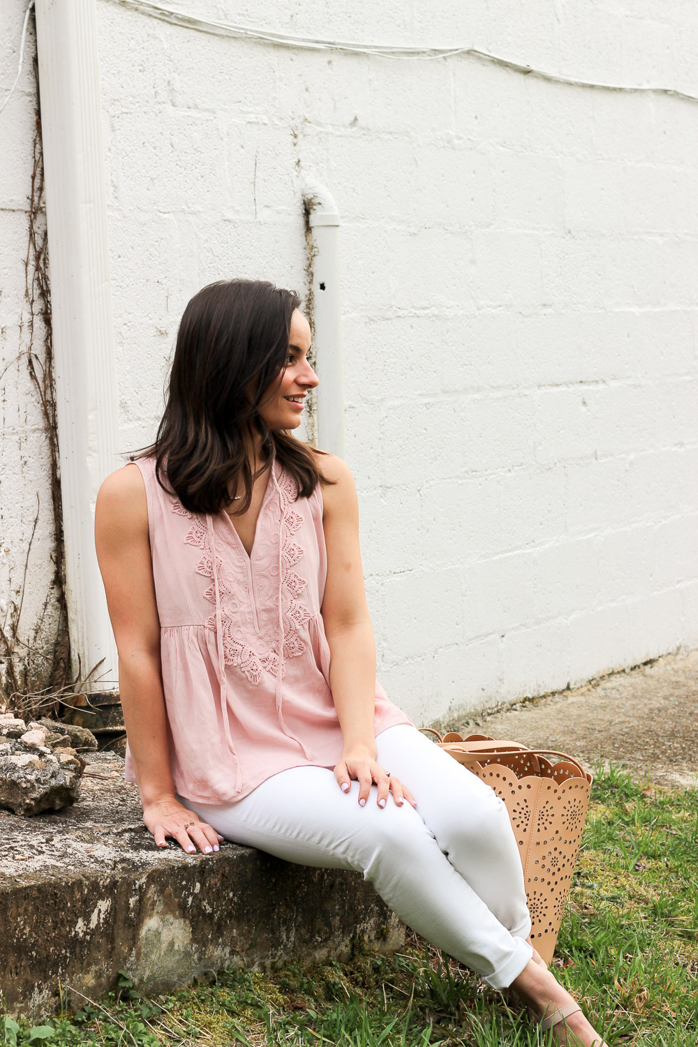 blush tank top, Chelsea28 bag, outfit inspiration