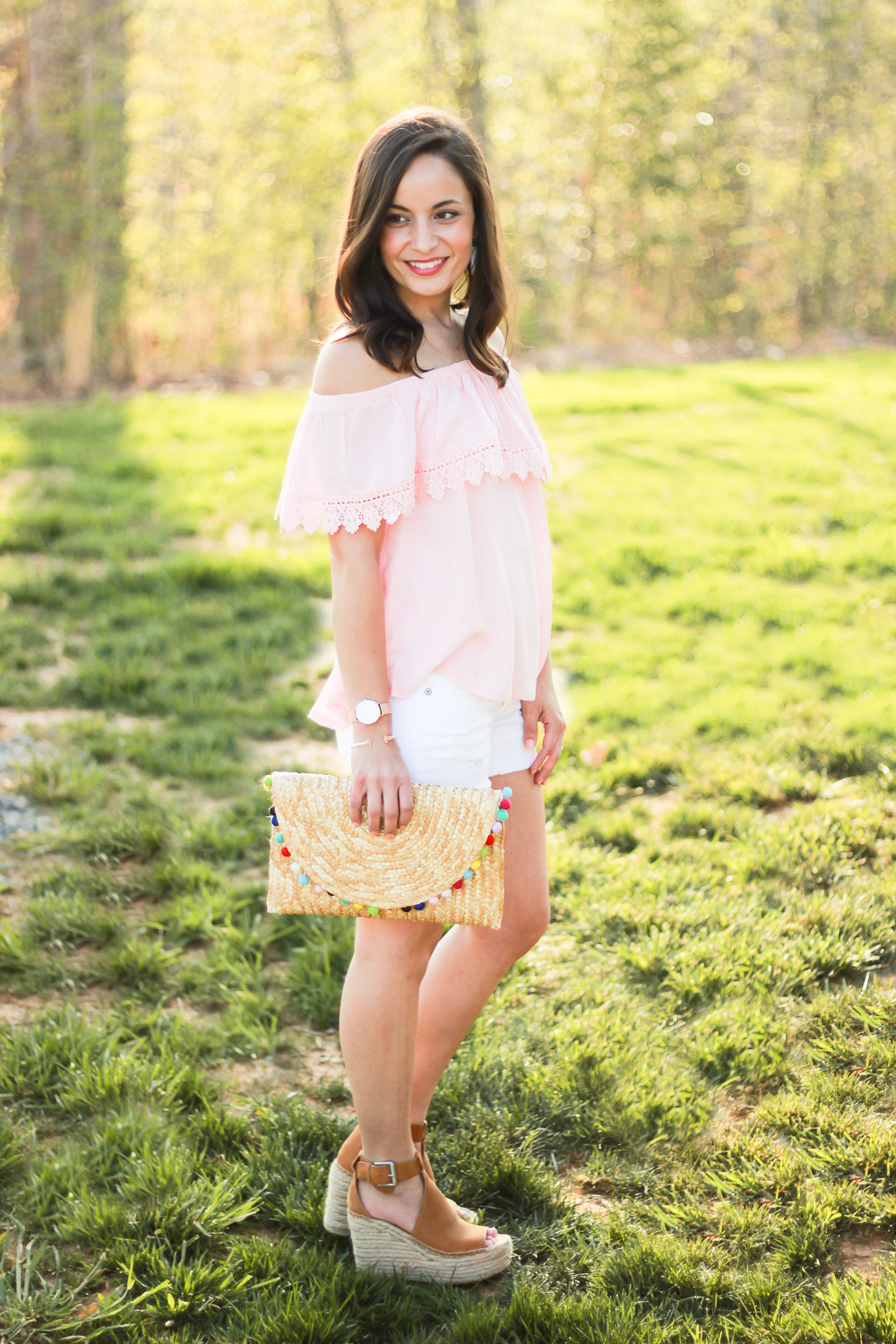 Blush OTS top outfit, Marc Fisher Annie Styled