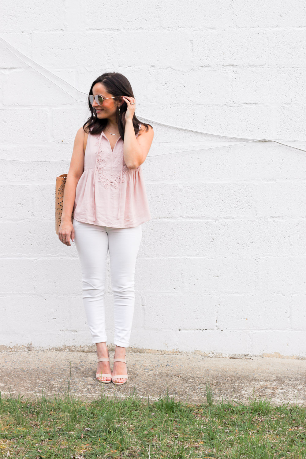 blush tank top outfit