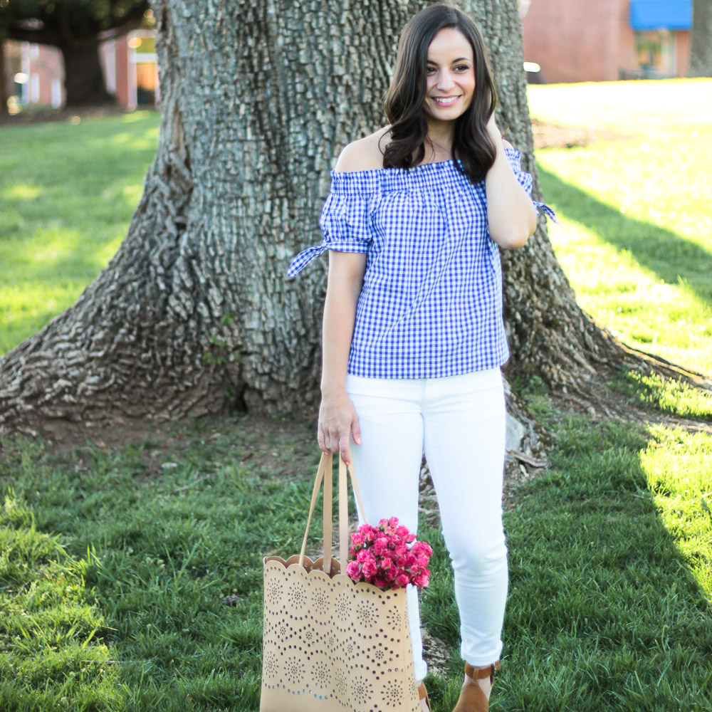 J. Crew Gingham Top & Oh, Hey Girl! Link-Up - Pumps & Push Ups