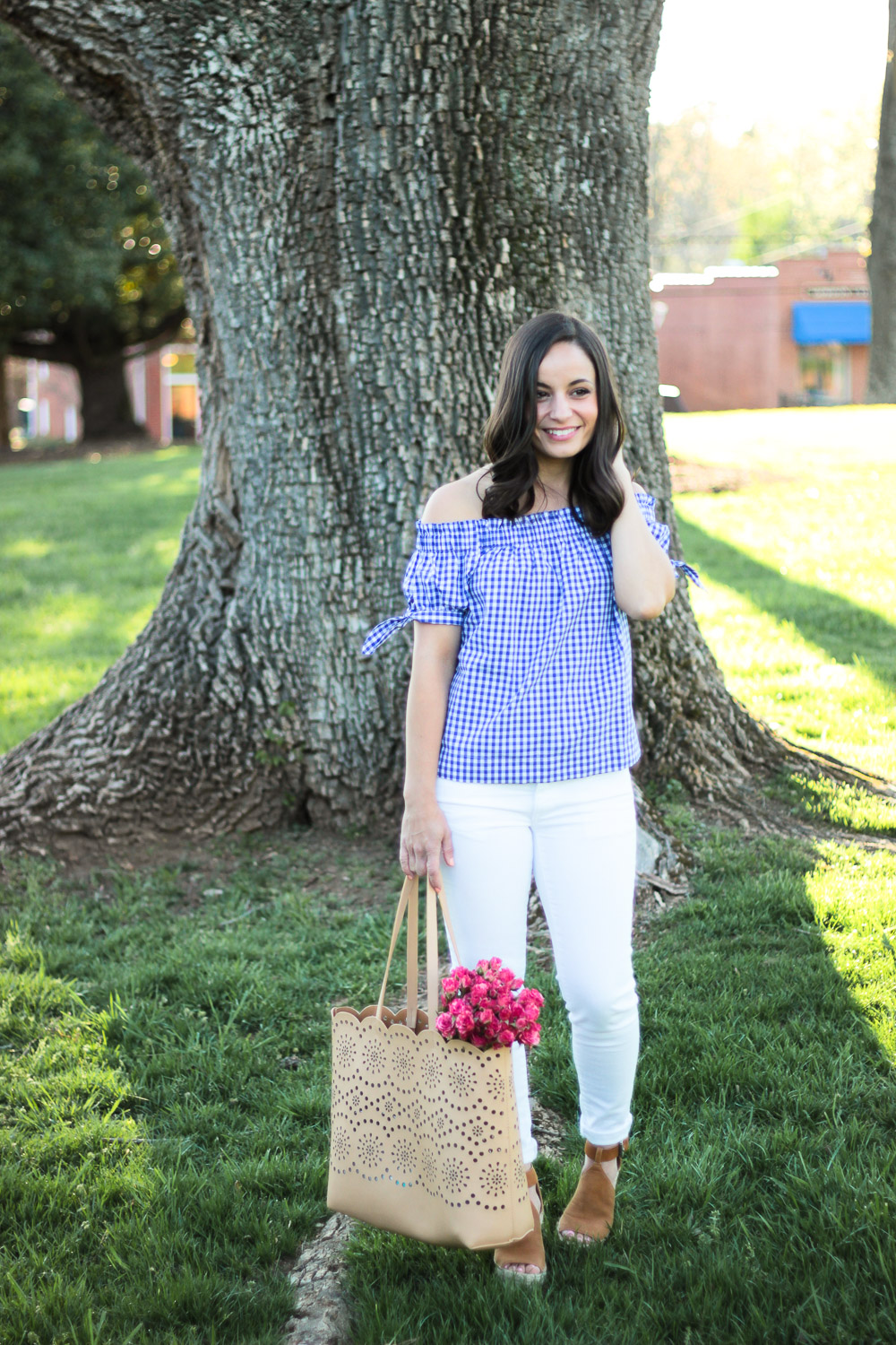 J. Crew Gingham Top & Oh, Hey Girl! Link-Up - Pumps & Push Ups