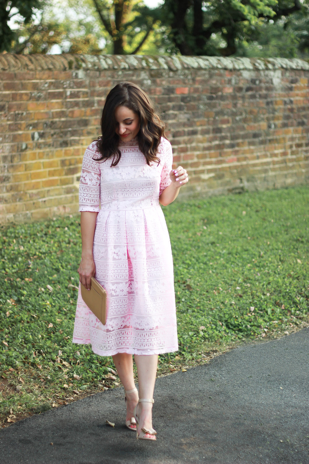 Pink Lace Midi Dress & Oh, Hey Girl! Link-Up - Pumps & Push Ups