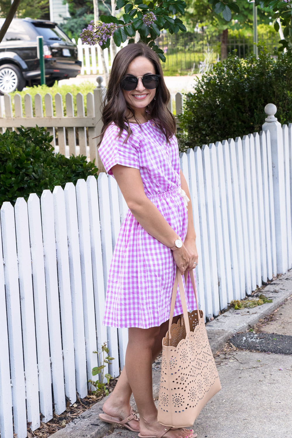 J crew shop pink gingham shirt