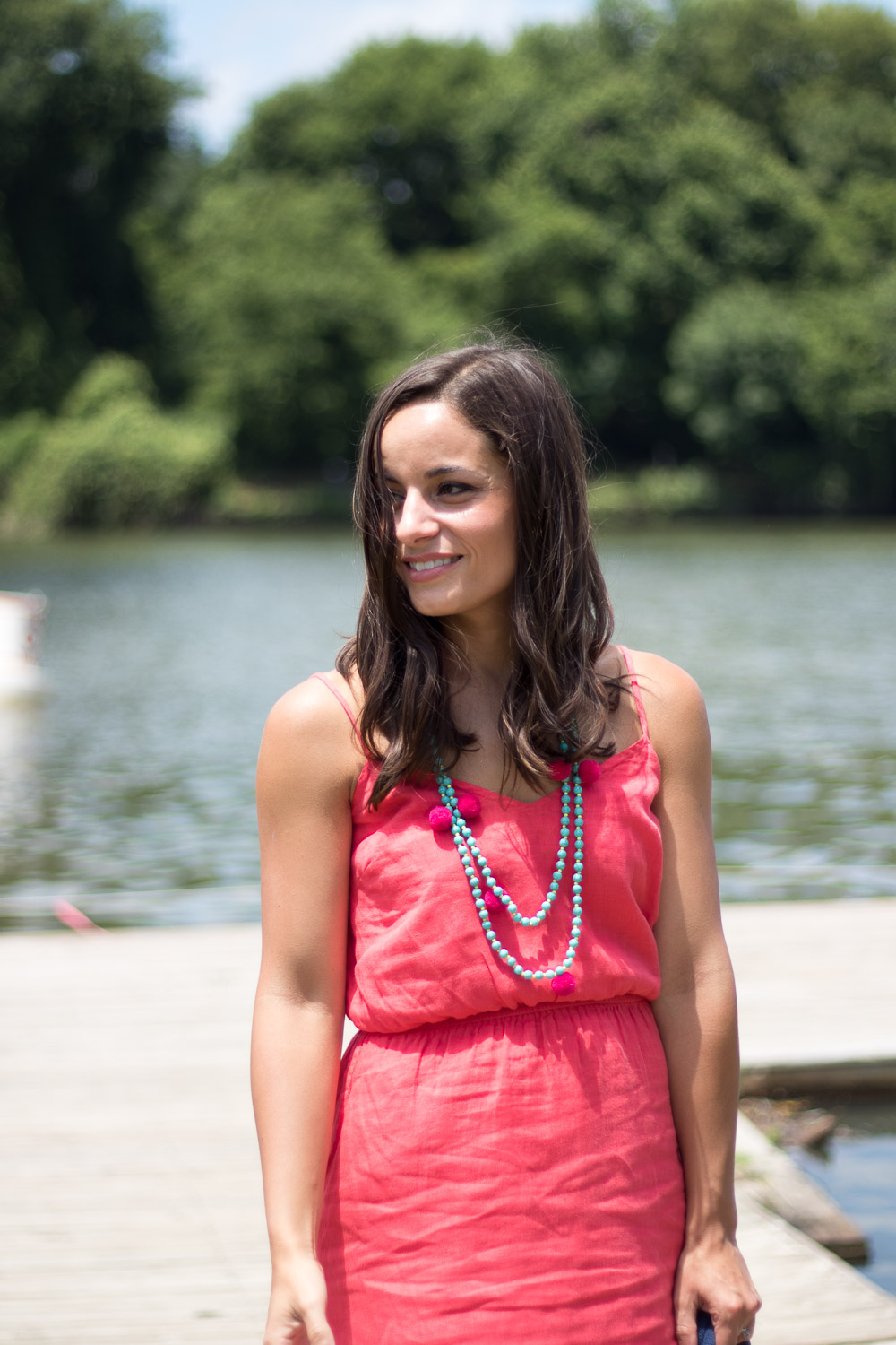 Pink Linen Dress on Brooke of Pumps & Push-Ups