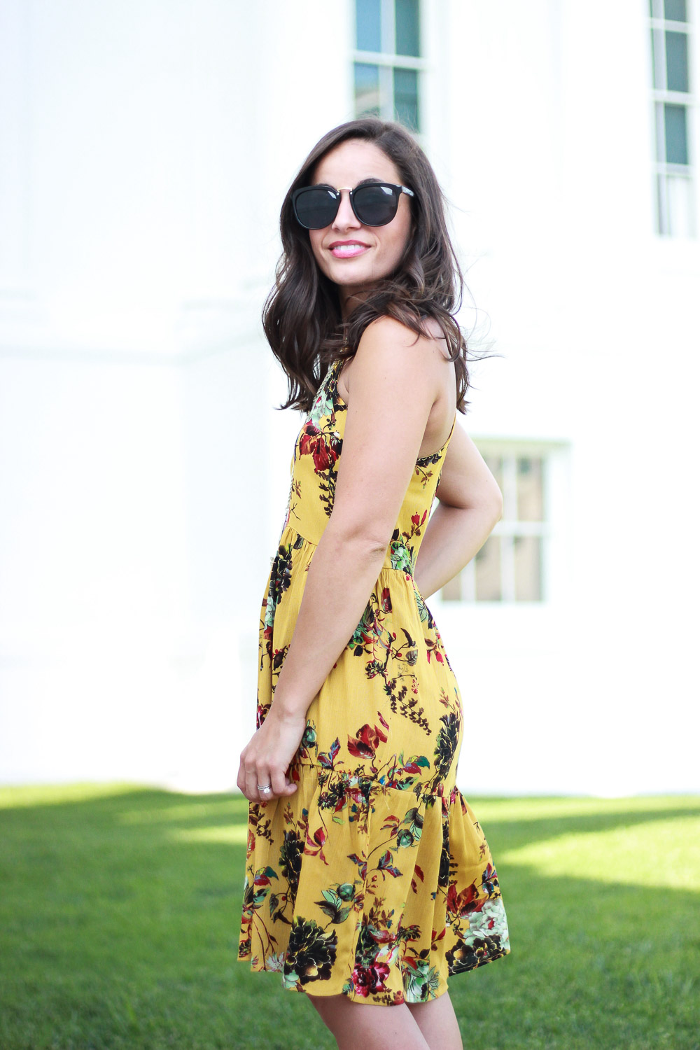 Old navy yellow outlet floral dress