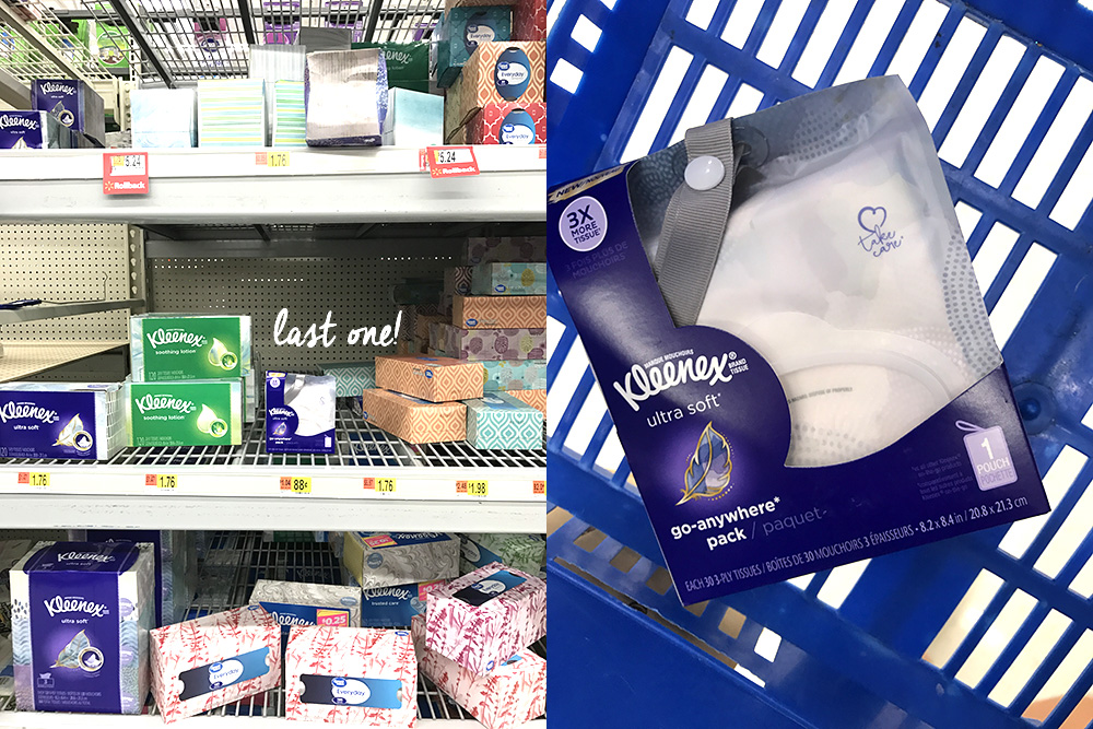 Kleenex Go Anywhere packs at walmart 