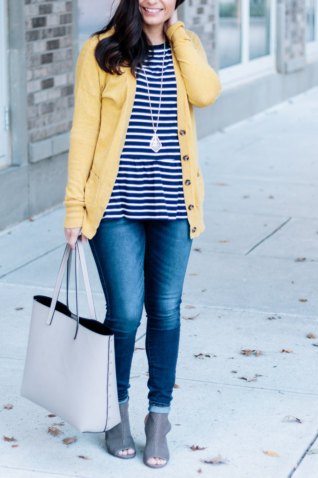 Striped Peplum Top Outfit