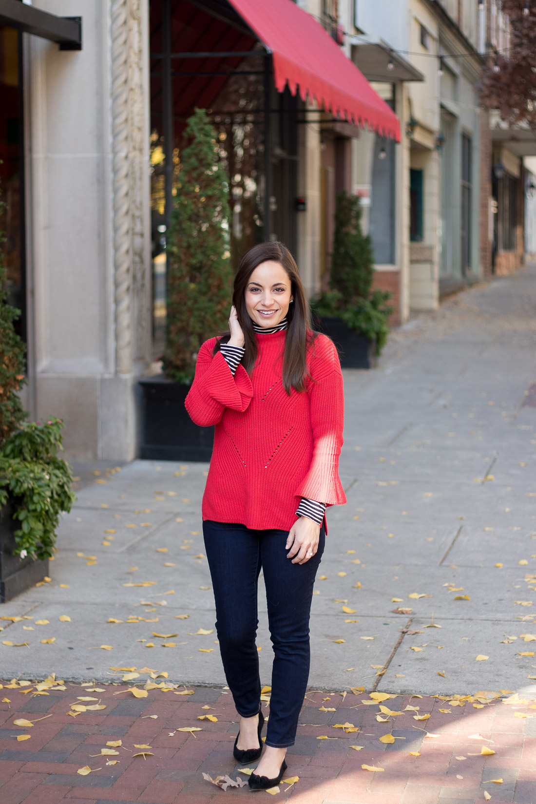 Loft Bell Sleeve Red Sweater Styled