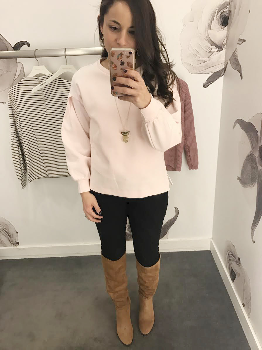 Ann Taylor petite blush sweatshirt