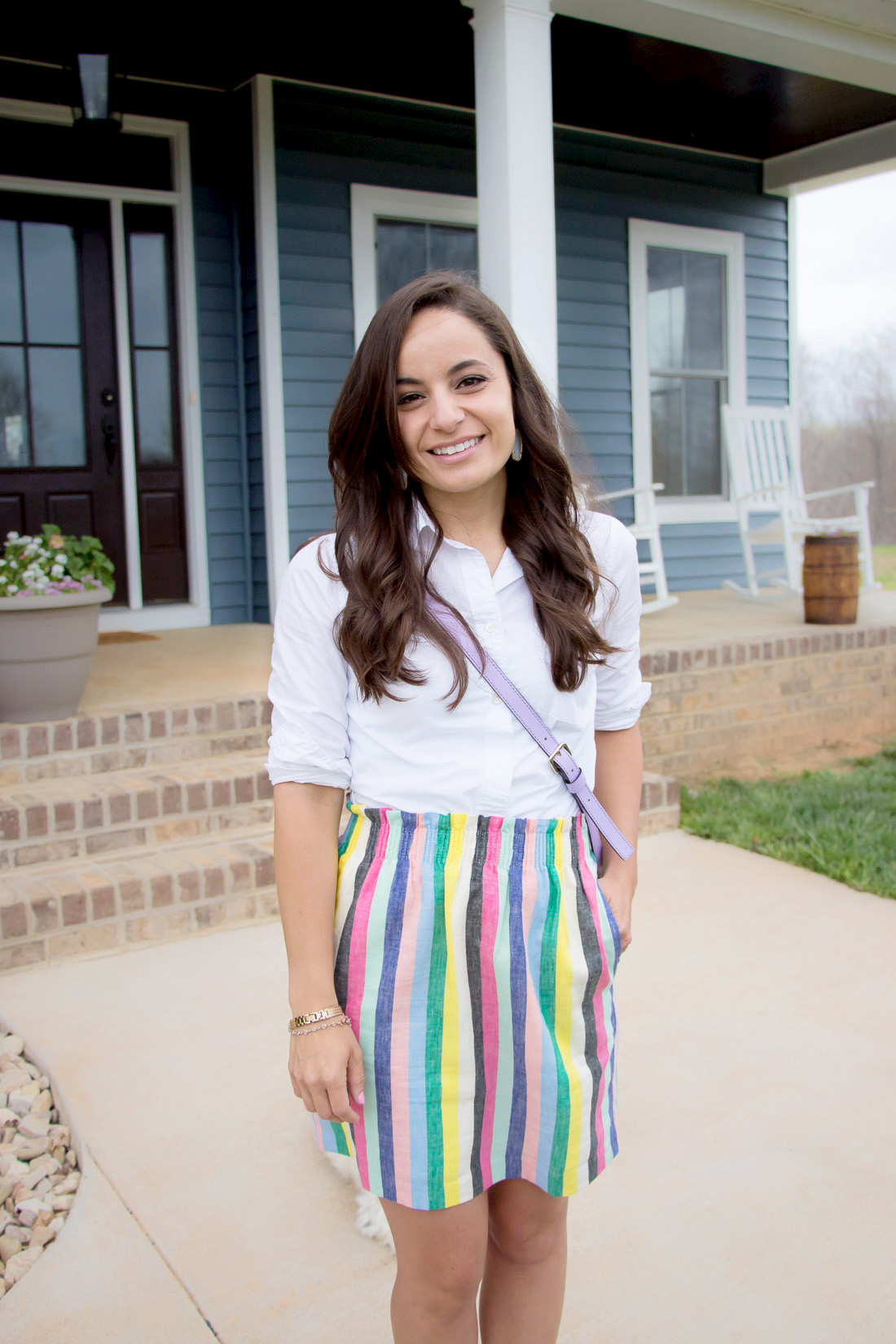 rainbow sidewalk skirt from j. crew factory on blogger Brooke of Pumps and Push-Ups