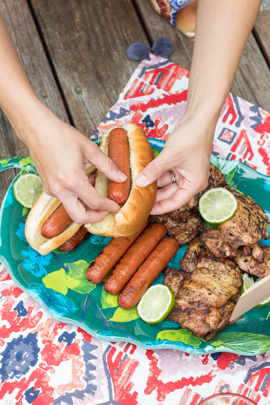 Grilled Chicken and Hot Dogs for a BBQ