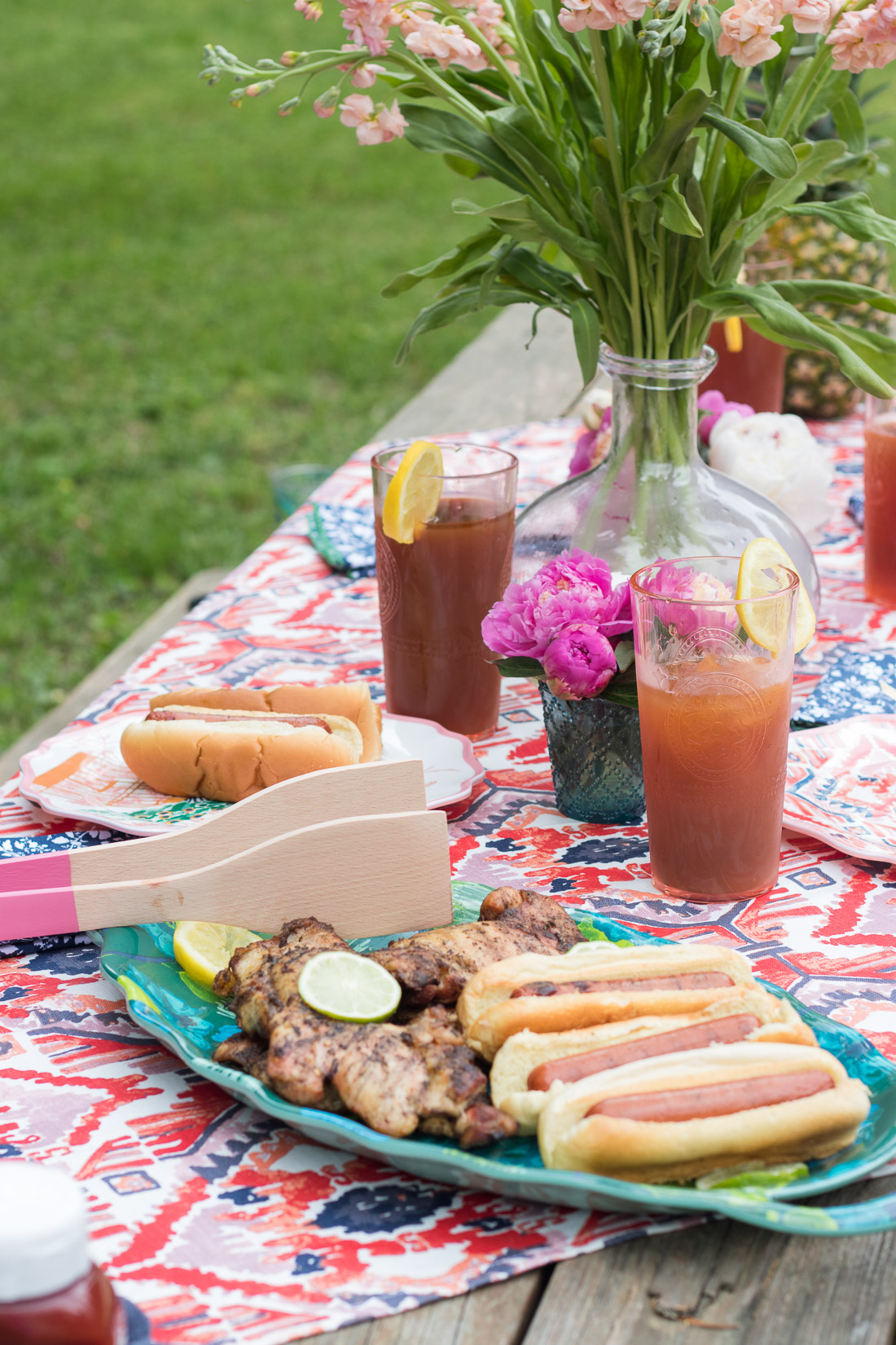 Grilled Chicken and Hot Dogs