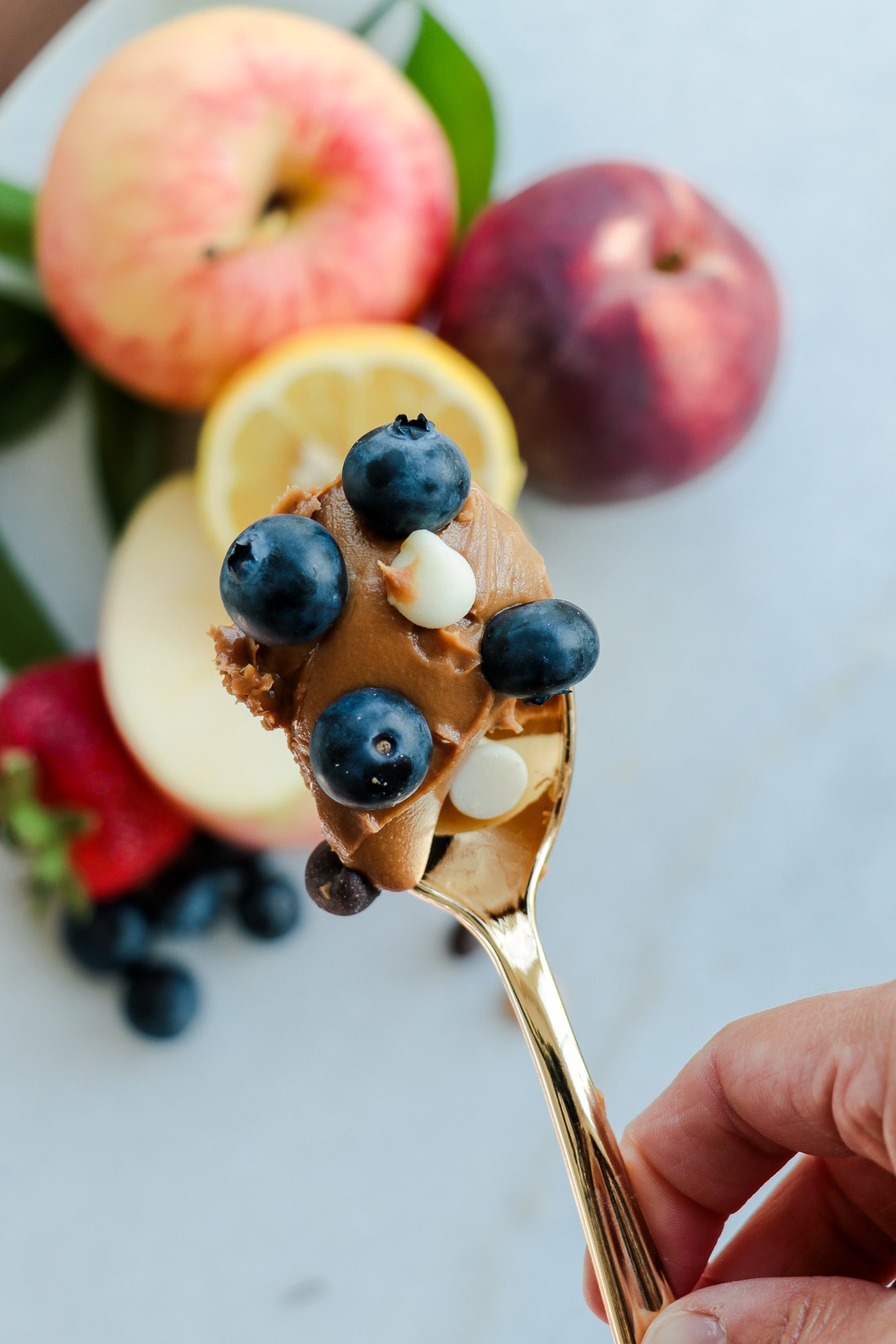 Peanut Butter and Fruit spoon - healthy snacks