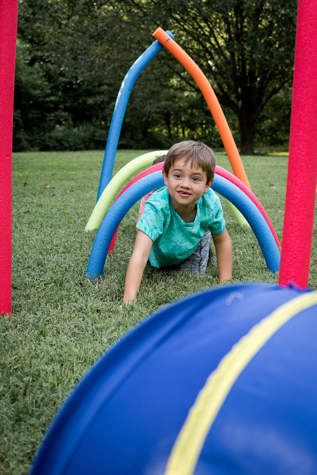 Pool Noodle obstacle course - three things to do outside with your kids this summer