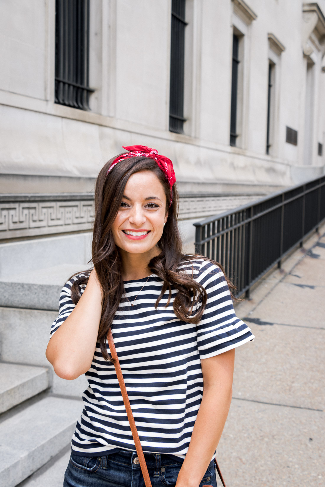 J Crew Patriotic Outfit - Blue and White Stripe Top