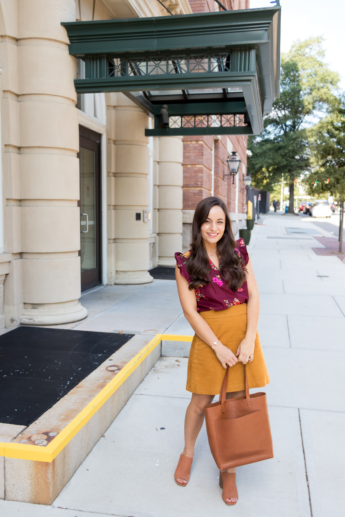 Corduroy skirt, fall outfit.