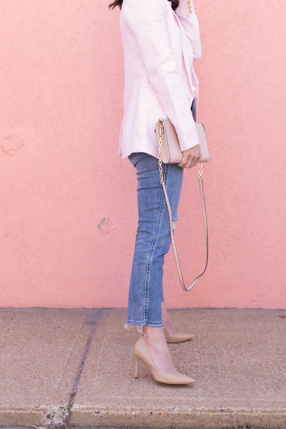 Spring Outfit | petite spring style | petite outfit ideas | pink blazer | spring blazers 