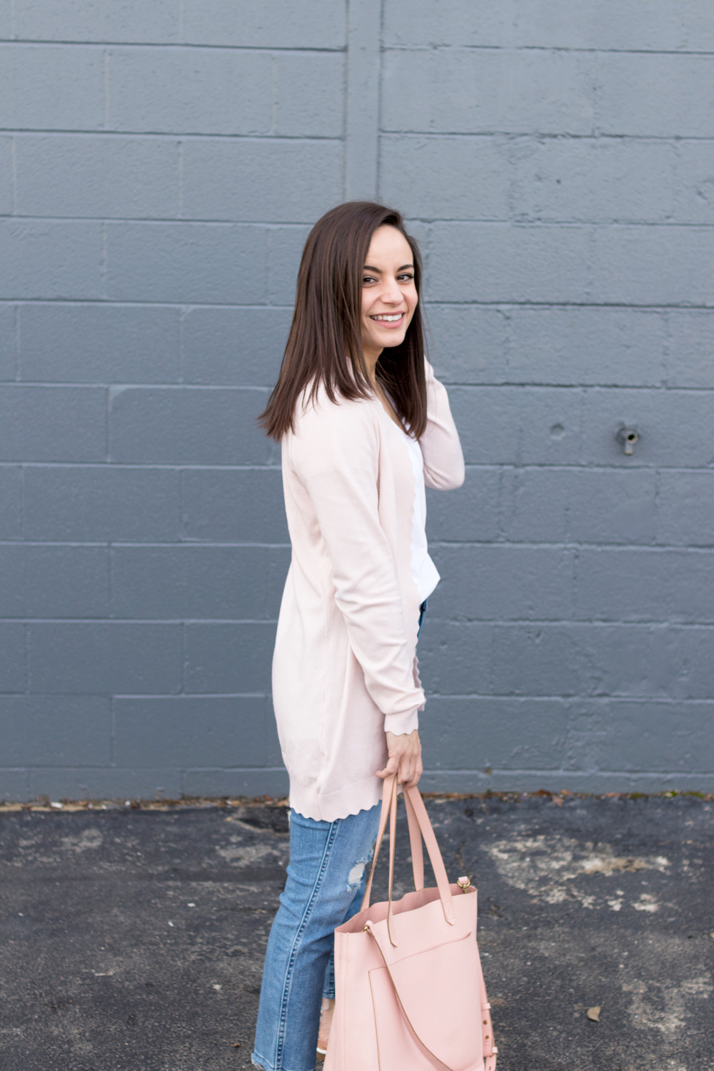 Stitch Fix exclusives | blush pink cardigan for spring | petite styles from stitch fix | j.crew eco jeans | petite style blogger | pear shape styles 