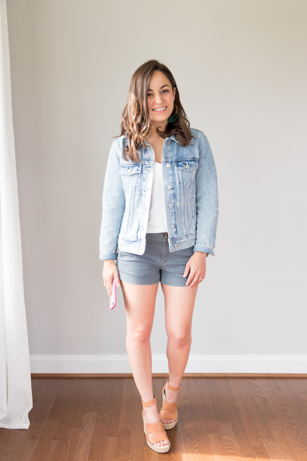 jean jacket with shorts outfit