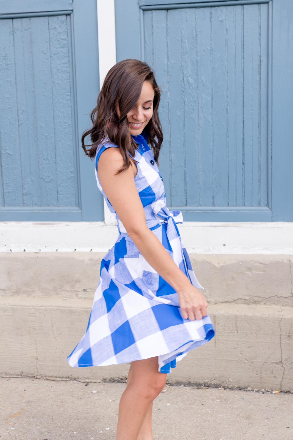 review of eShaki custom clothing via pumps and push-ups blog | custom size clothes for petites | gingham dress 