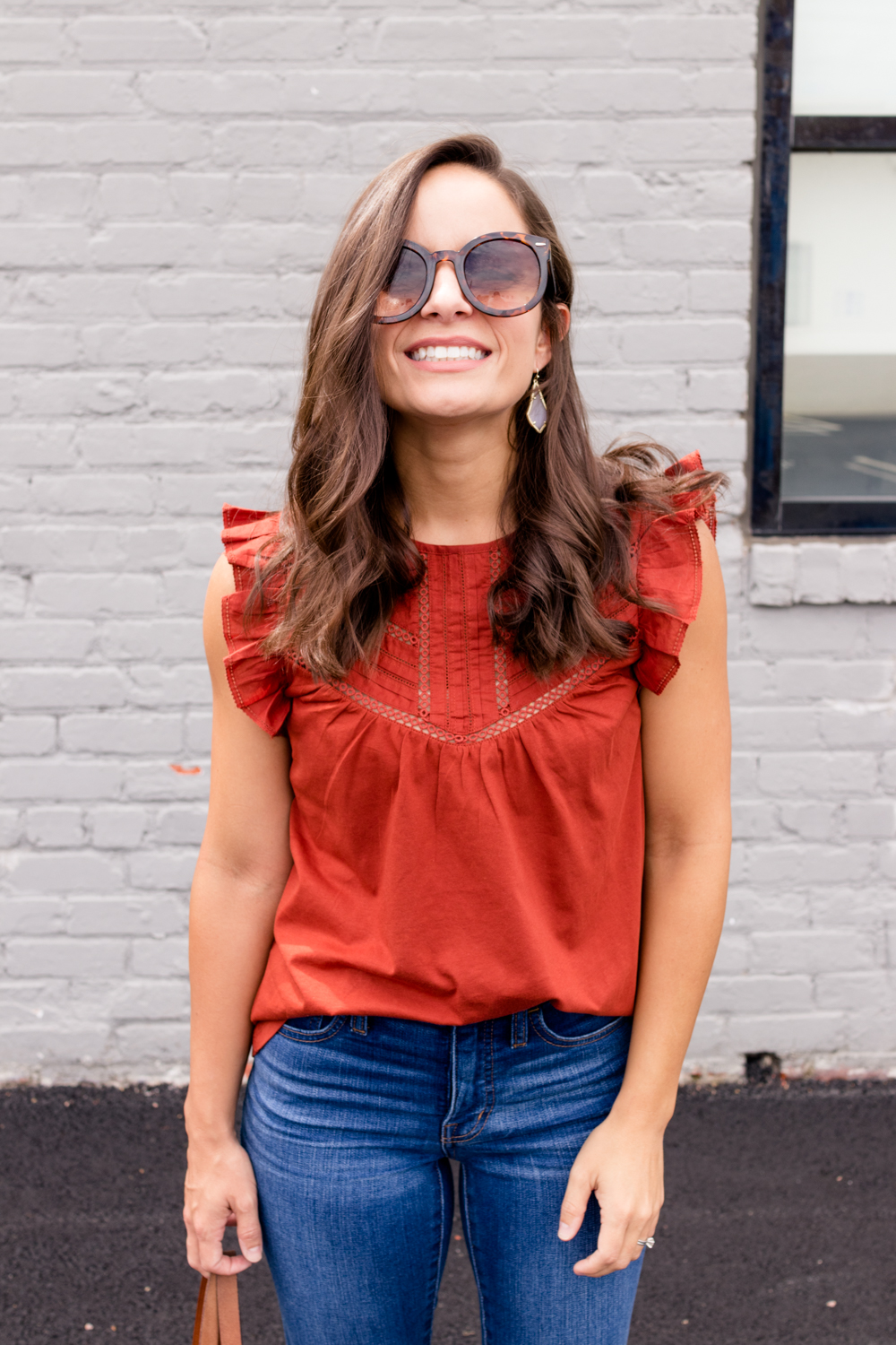 Fall orange top outfit from J.Crew via pumps and push-ups blog | how to wear leopard shoes via pumps and push-ups blog | petite style blogger 