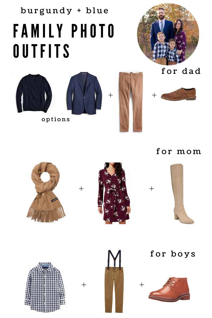 Burgundy + Blue Family Photo Outfits | Pumps & Push Ups