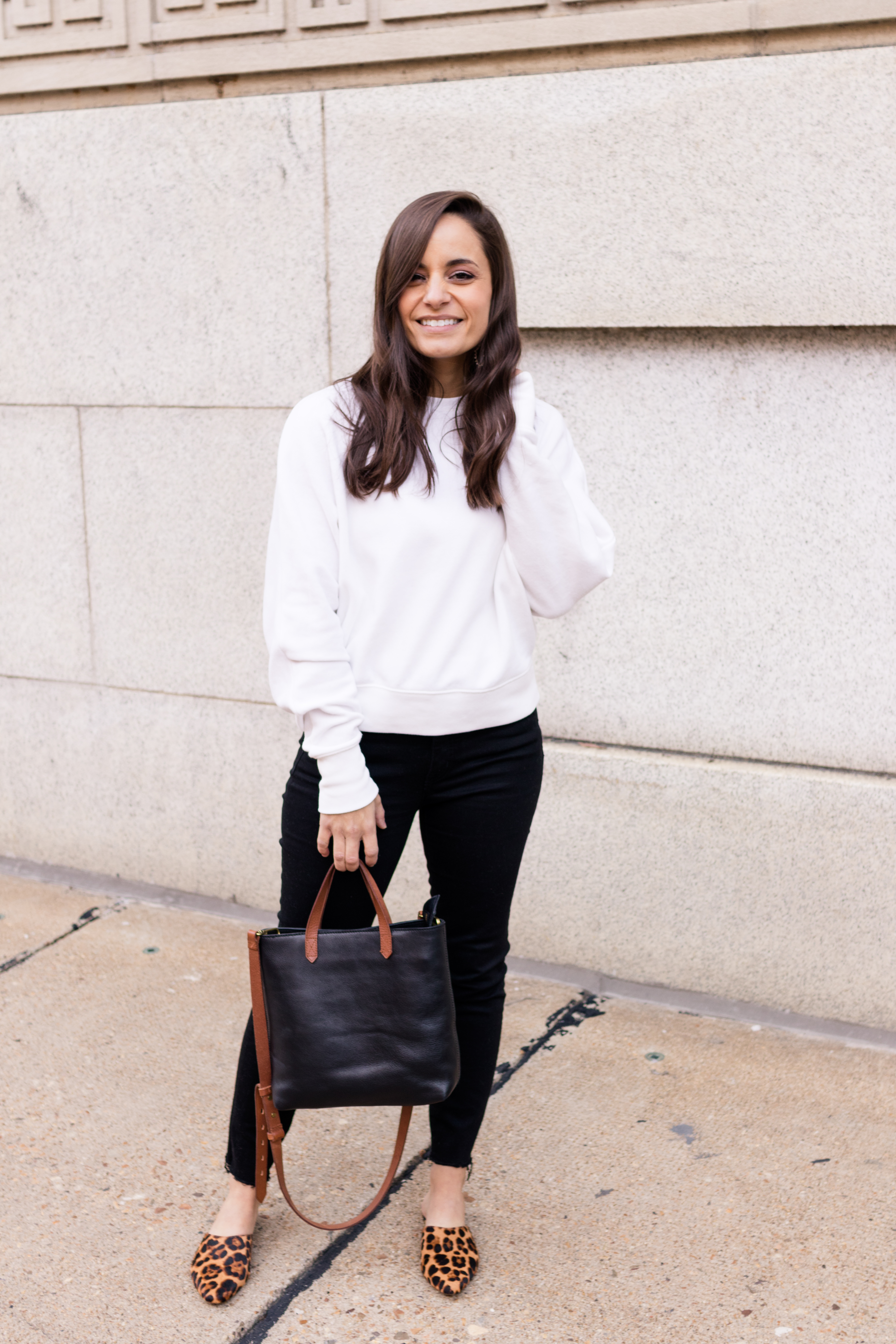 Dolman sleeve sweatshirt styled two ways | petite style blogger | pumps and push-ups blog 