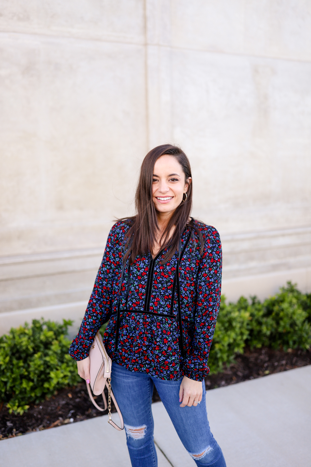 LOFT floral peplum top | Winter outfits | petite style | infinitely LOFT review 