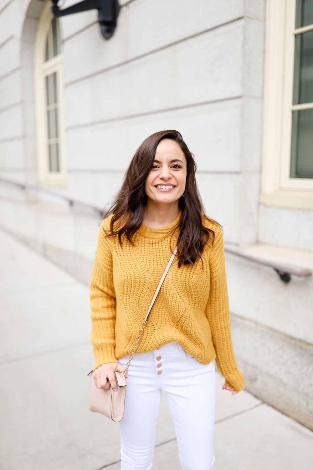 Light yellow shop sweater outfit