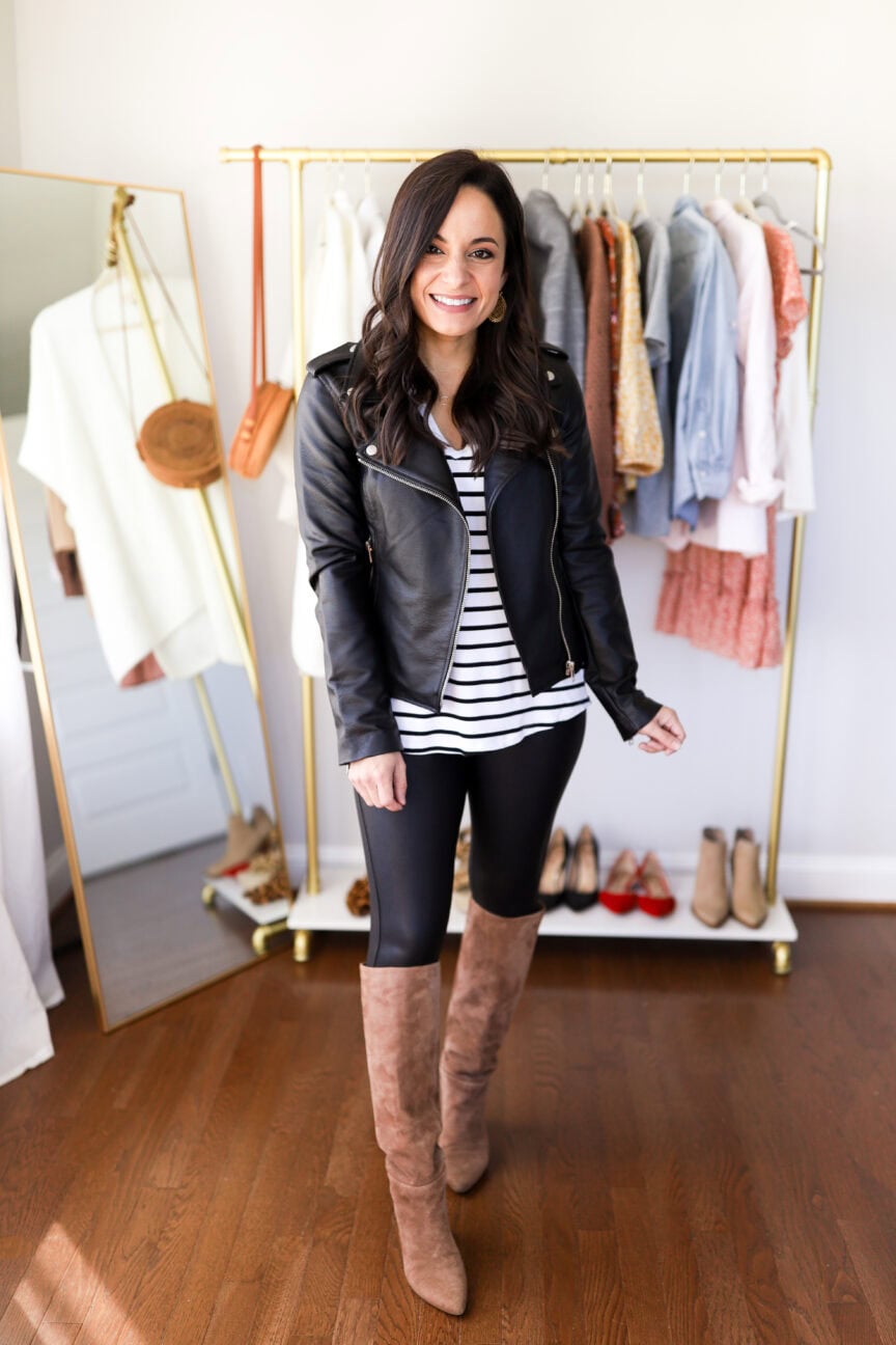 Leather leggings outfit for fall via pumps and push-ups blog | petite style blog | petite style via pumps and push-ups blog