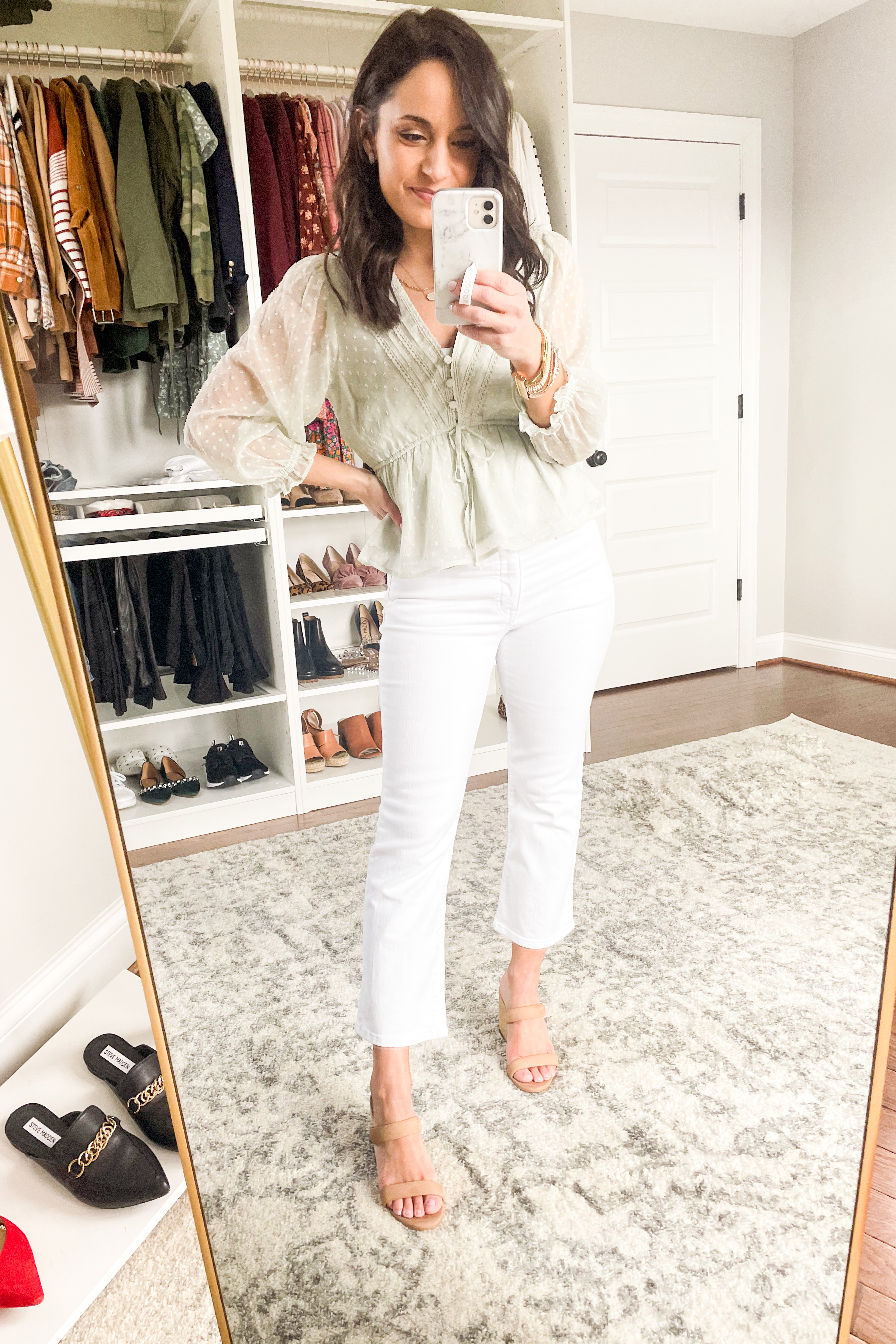 White jeans spring outfit via pumps and push-ups blog | petite style blogger | petite fashion | spring outfits 