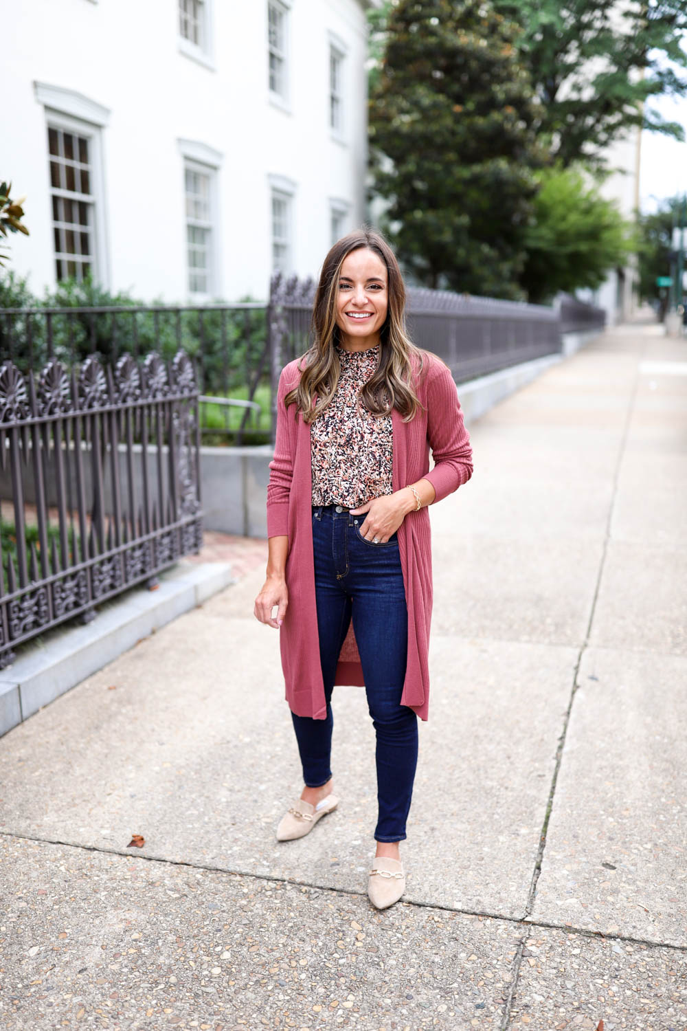 4 now and later outfits with LOFT via pumps and push-ups blog | transitional outfits | fall outfits | fall fashion 