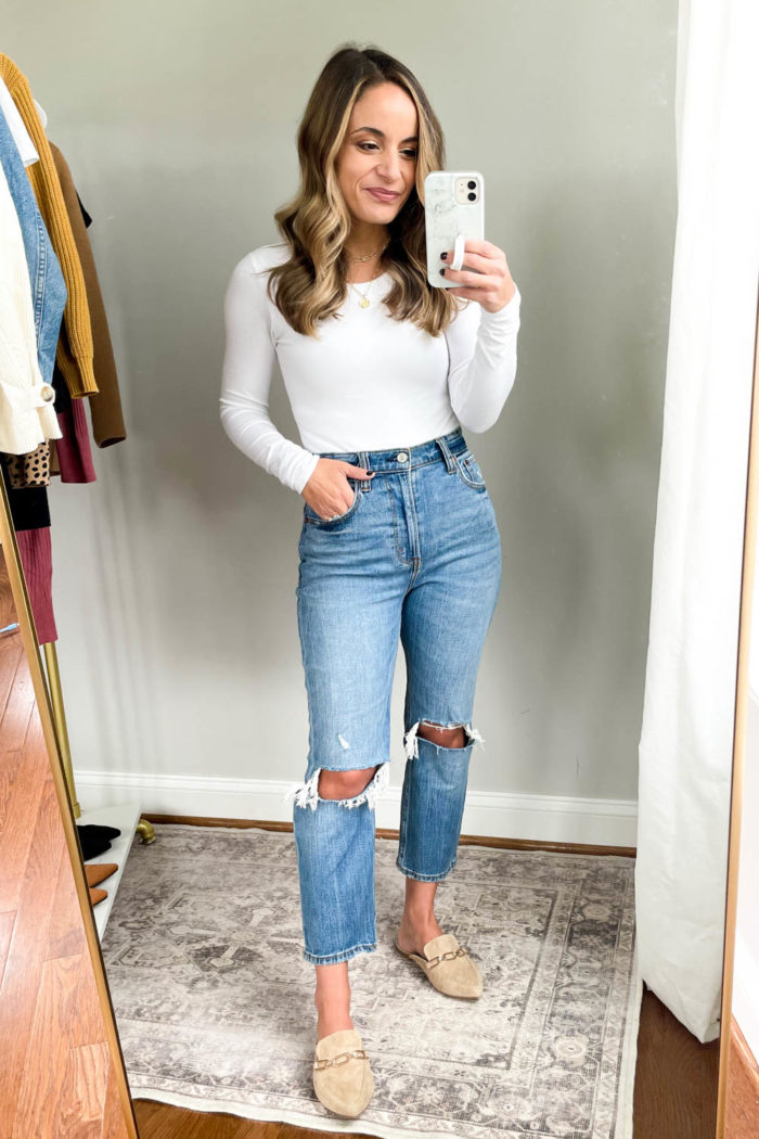 4 Ways to Wear Straight Leg Jeans - Pumps & Push Ups