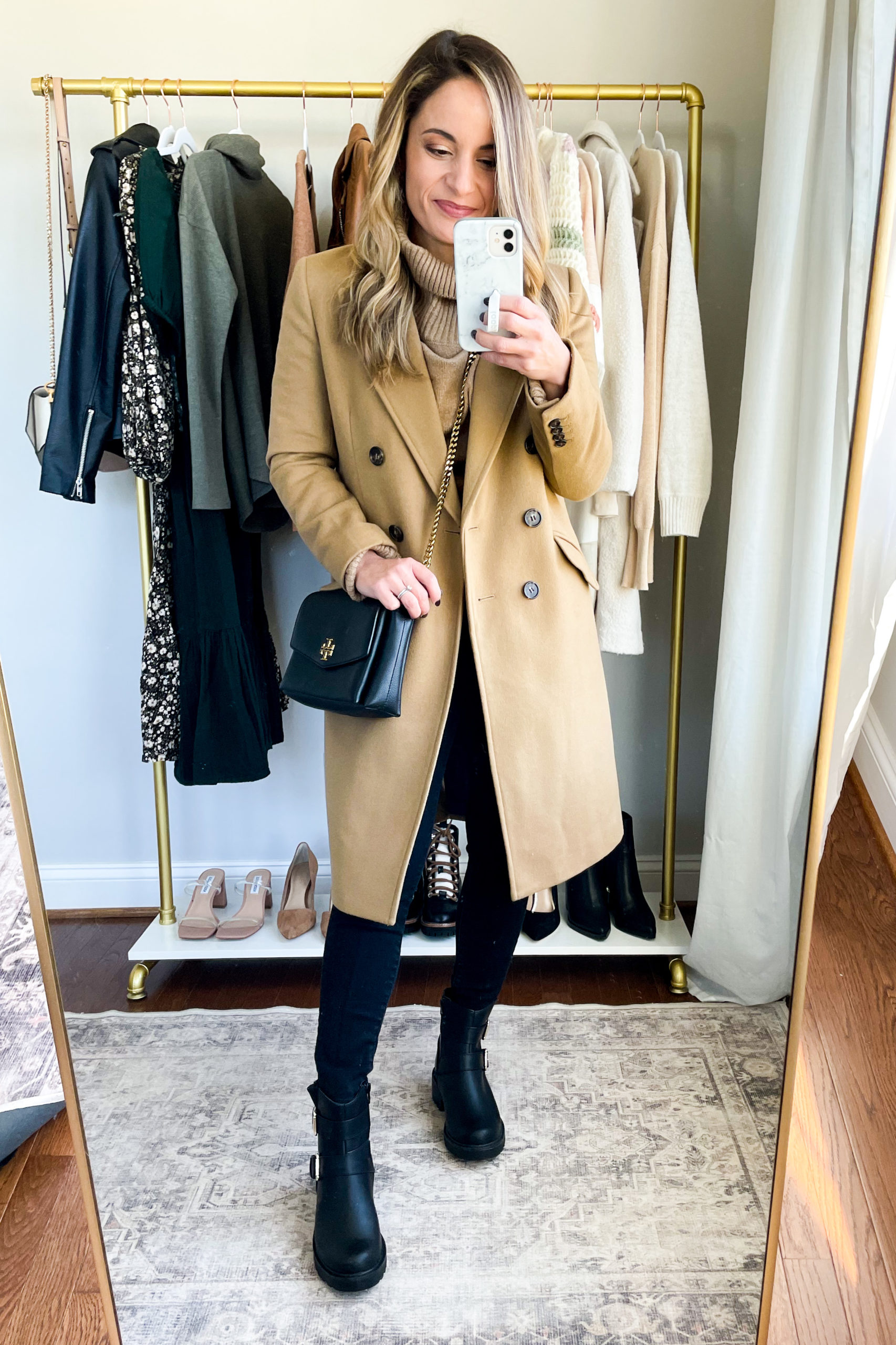 Top coat outfit for fall via pumps and push-ups blog | petite style | petite fashion | fall fashion | winter style | lug boots outfits | ways to wear lug boots 