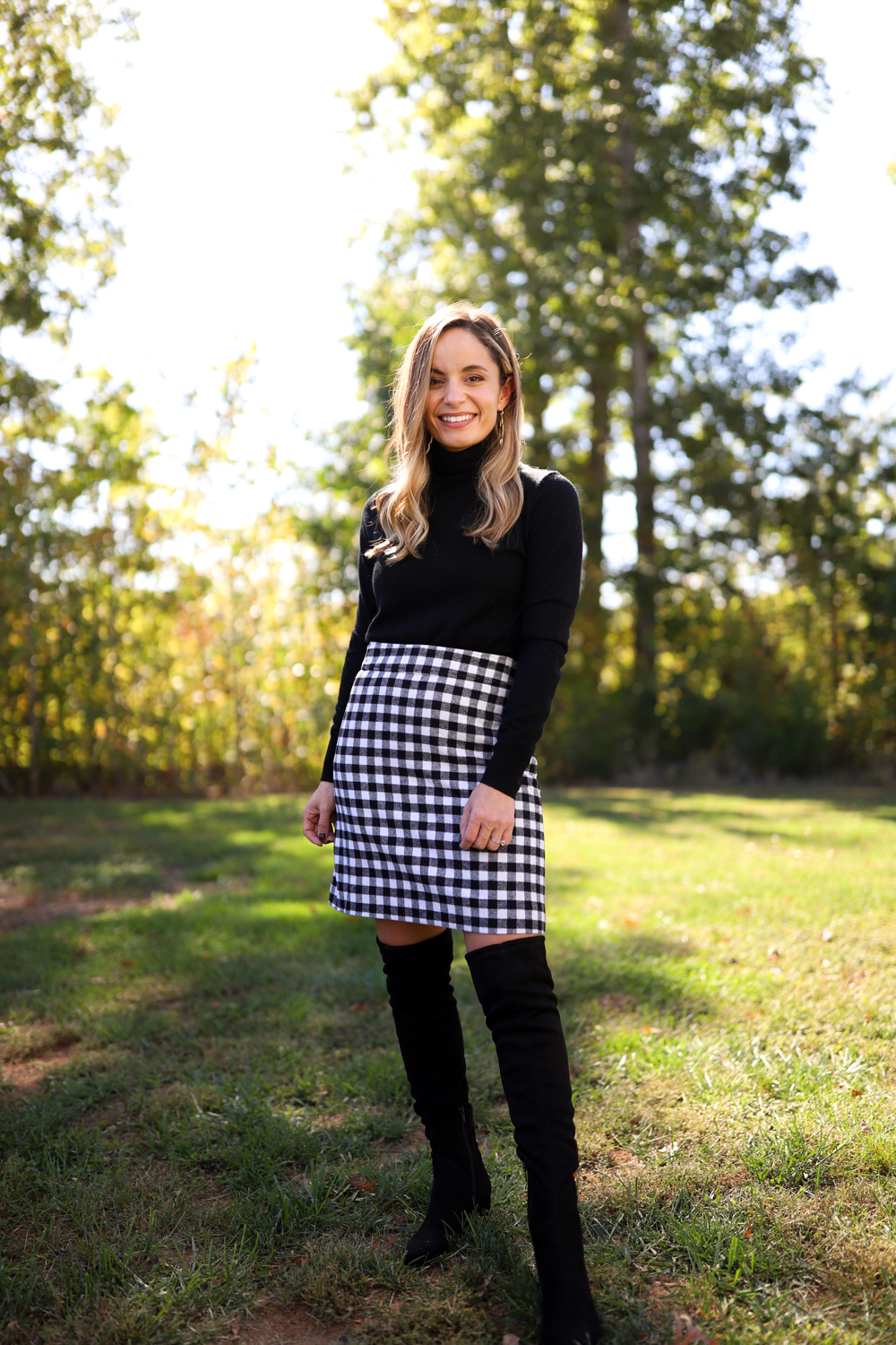 Black plaid outfit for fall and winter via pumps and push-ups blog | petite style blog | petite fashion | petite blog | fall family photos