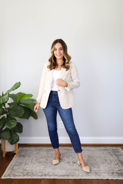 Summer jeans work outfits via pumps and push-ups blog | summer work outfits | casual summer work outfits