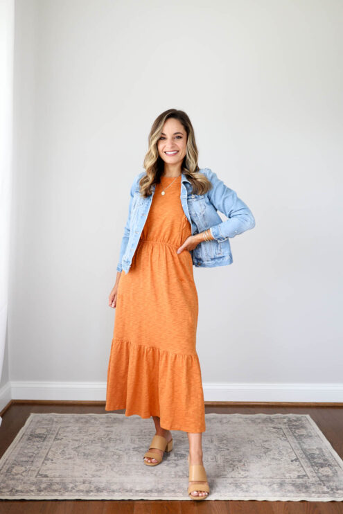 Petite-friendly outfits for work | summer outfits | teacher outfits | back to school outfits for teachers | dress and denim jacket outfits