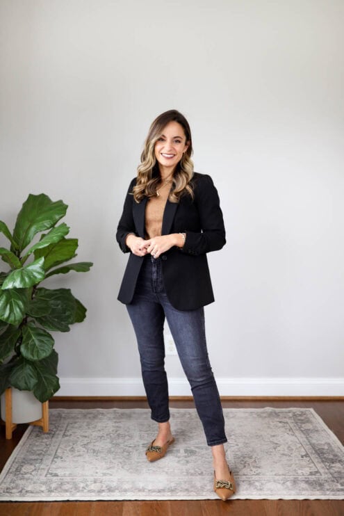 Petite friendly ways to wear a black blazer | petite style | petite fashion | black blazer outfits | pumps and push-ups blog | fall outfits