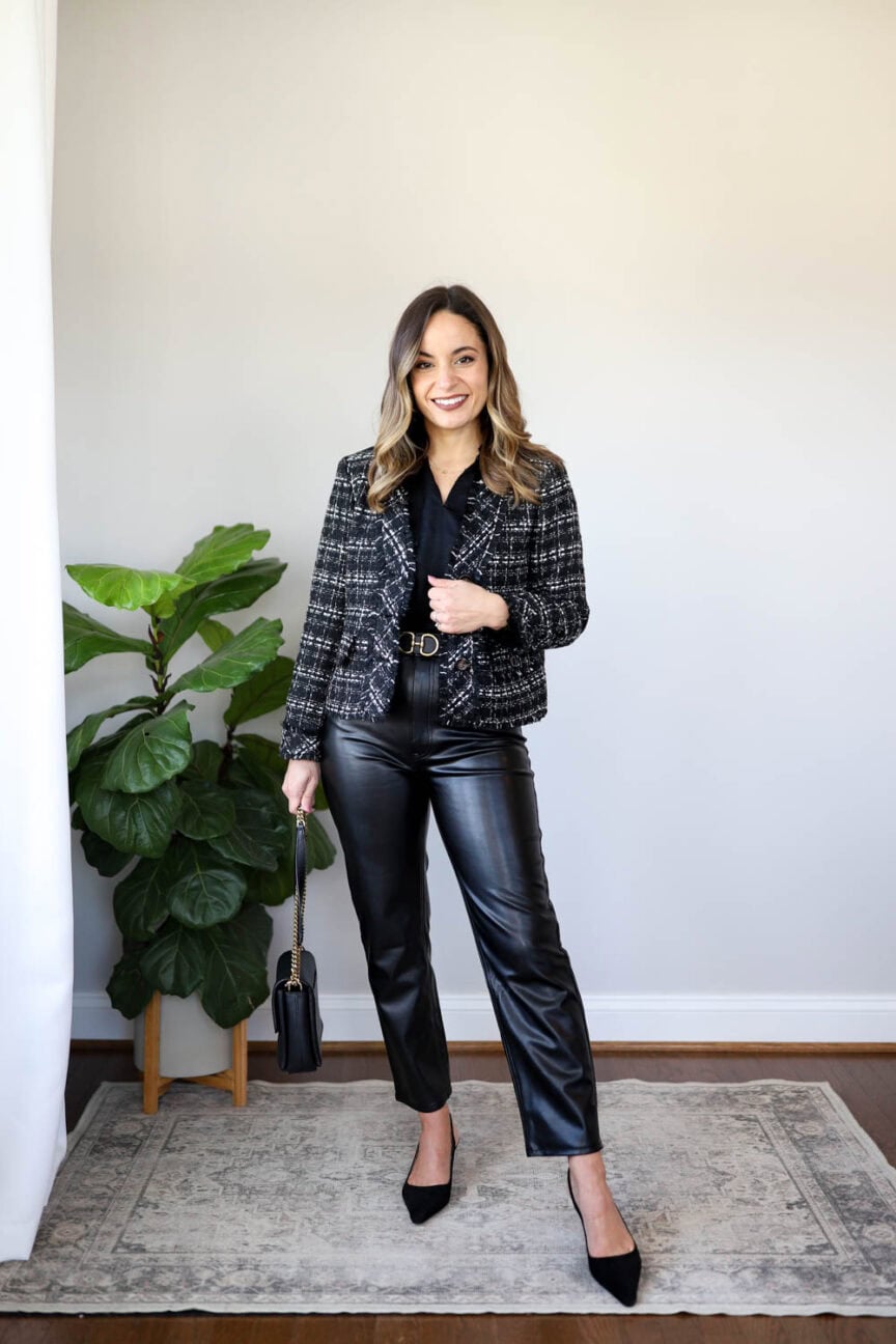 Petite-friendly ways to wear leather pants | leather pants outfits | leather pants work outfits | petite style